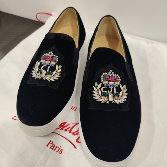 Christian Louboutin Black Embroidered Women’s Shoes - Picture 1 of 5